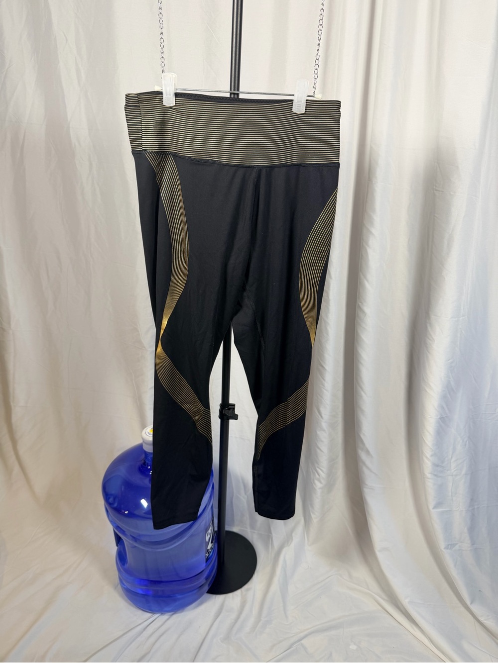 Victoria's Secret Black Leggings with Gold Stripe Detail